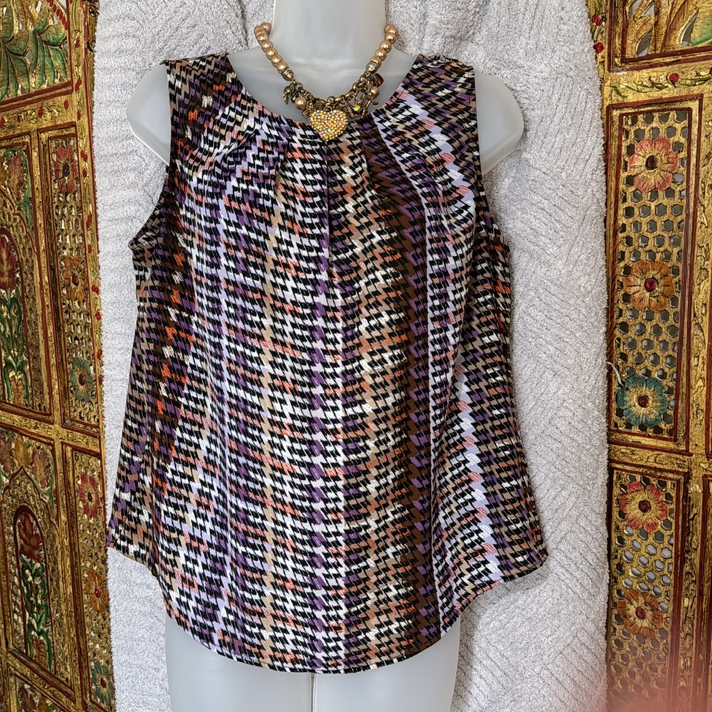 Houndstooth Sleeveless Multicolor Top -Size PM